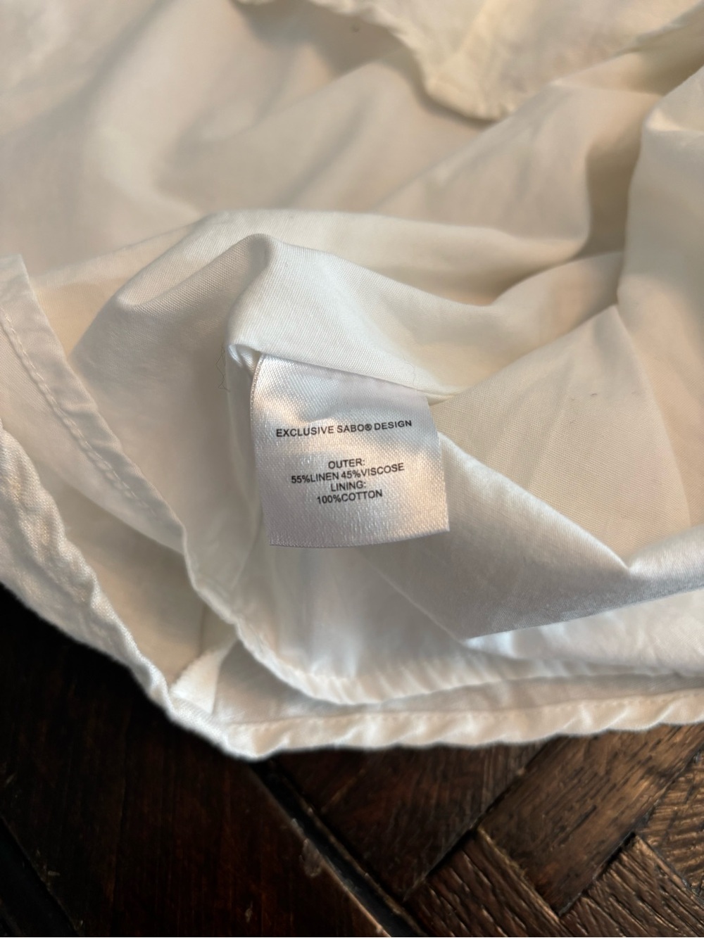 Linen Sabo Skirt Dress Puff Sleeve - Picture 9 of 11